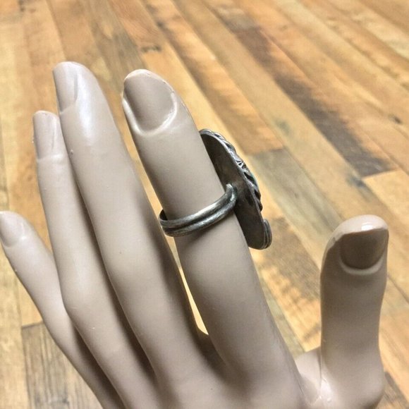Vintage Handcrafted Navajo Indian Western Sterling and Turquoise Ring Size 3.5 - Picture 7 of 12